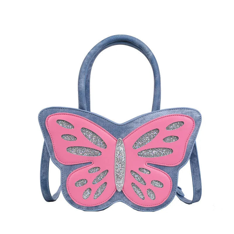 Small square crossbody shoulder bag in white, pink, blue, or black with contrasting colour details