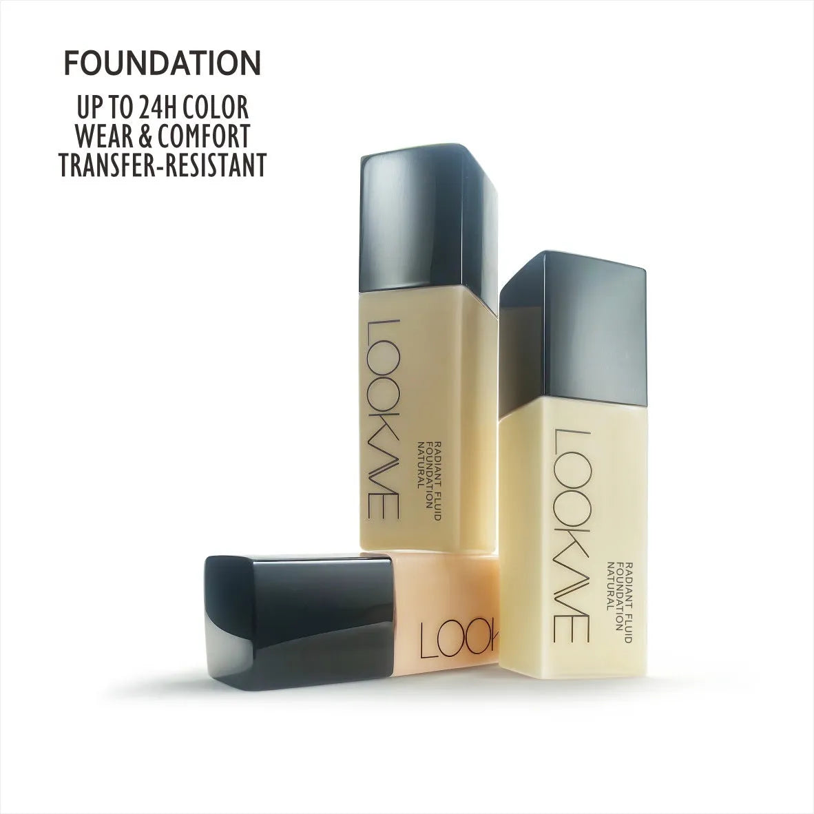 LOOKAVE Matte Liquid Foundation bottle in Ivory White shade, 21c net content.