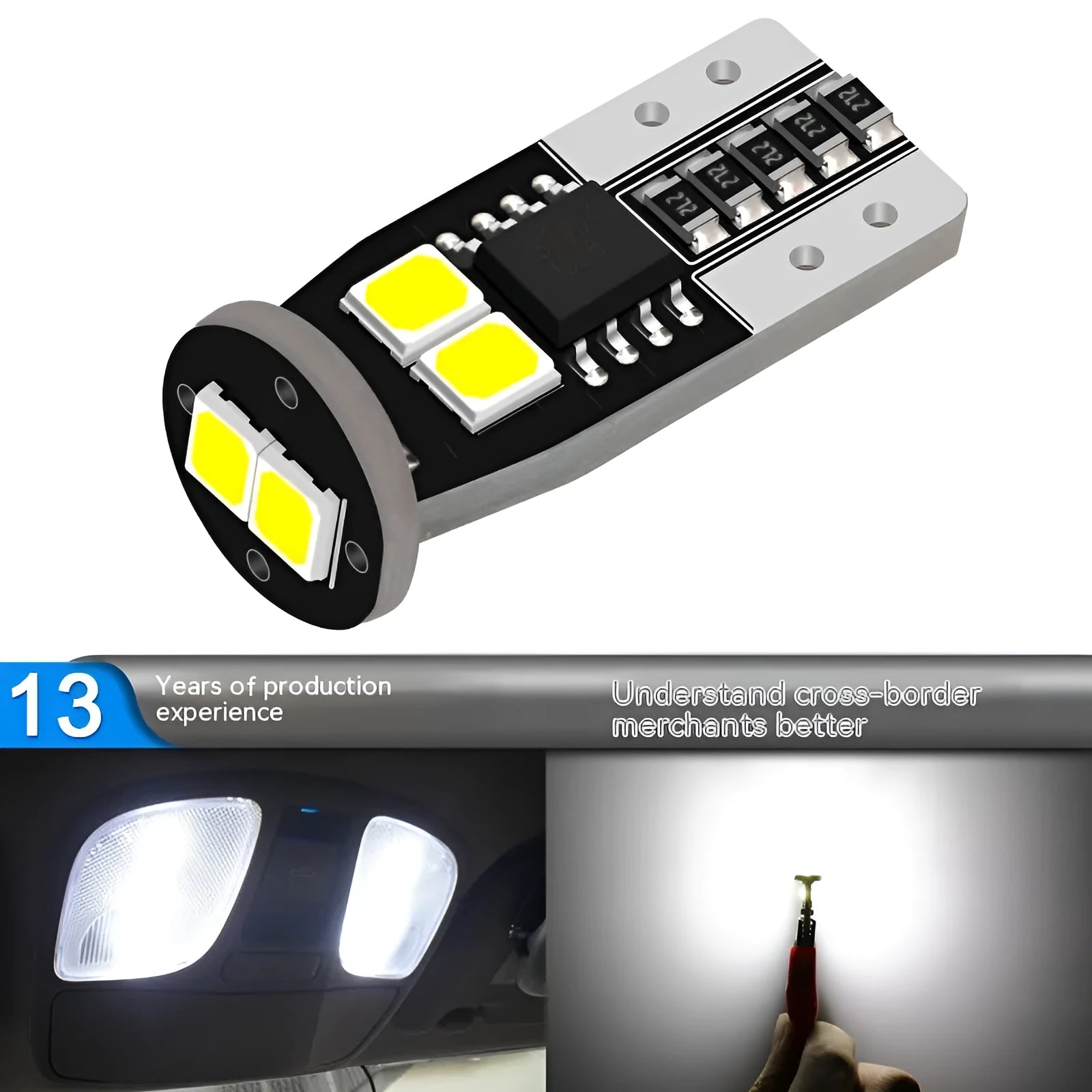 10mm diameter car licence plate light with IP68 waterproof rating and white illumination