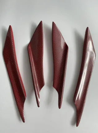Four-piece carbon fibre pattern bumper blade kit for automotive bumper installation