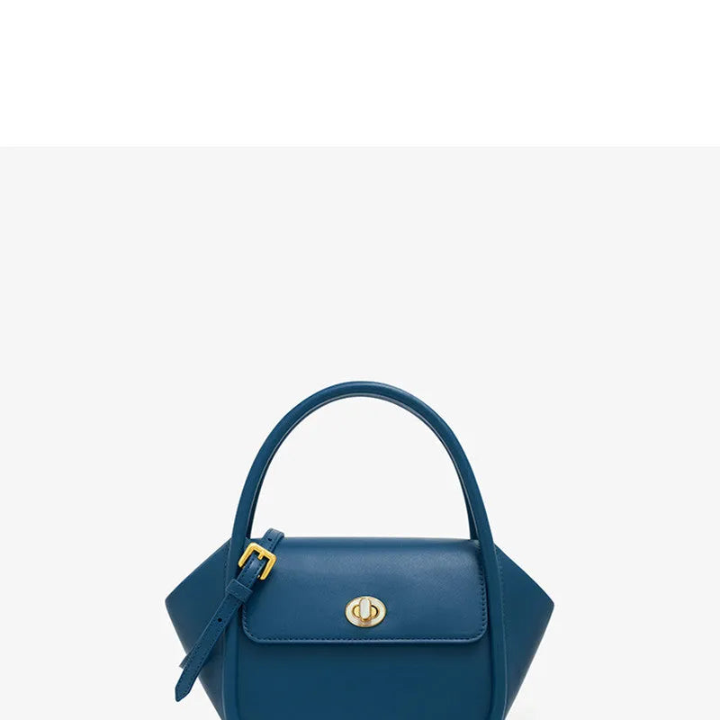 Leather wing bag with latch closure and buckle detailing in cow leather with cross-body strap