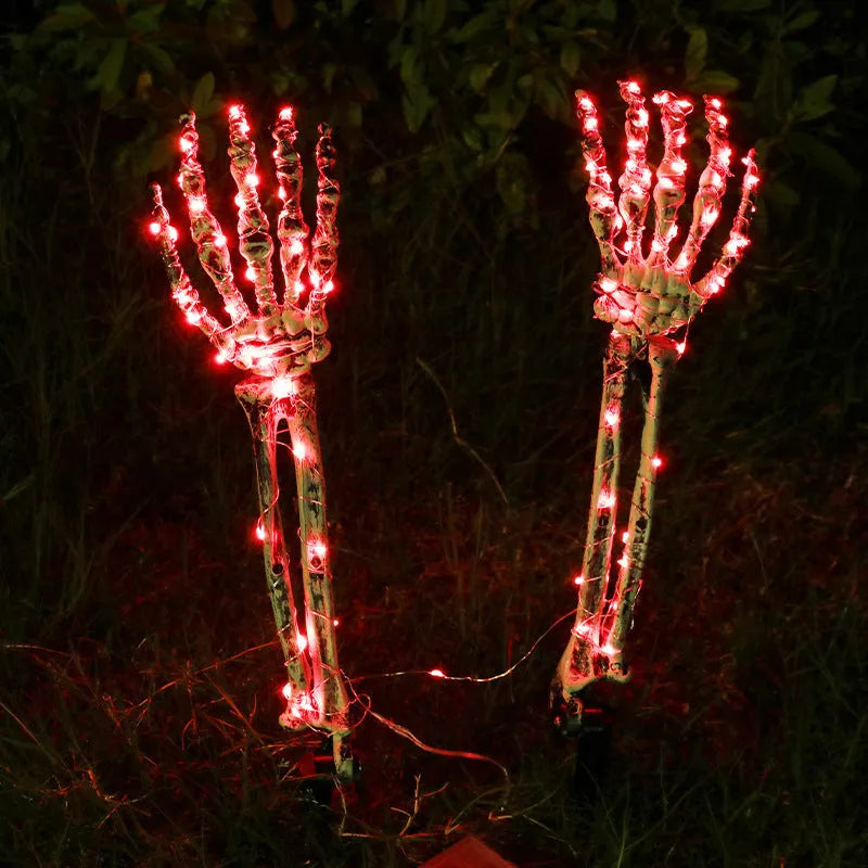 Purple LED skeleton arm hand Halloween stake light for outdoor garden decoration