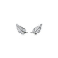 Copper willow leaf stud earrings with micro-inlaid leaf detail and geometric Mori style in rose gold and white gold colour