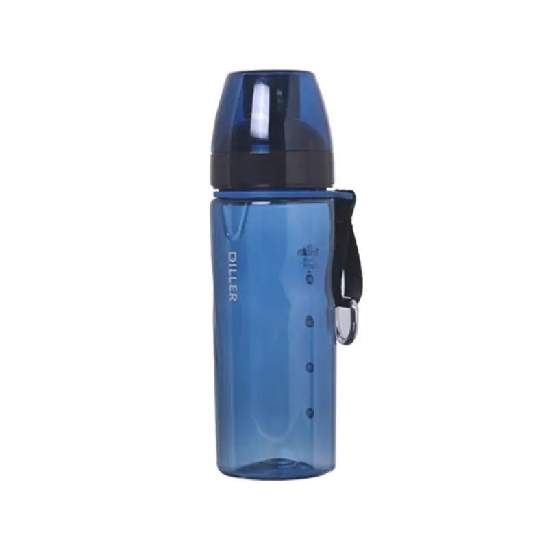 Chinese style sports water cup with tea compartment in blue, red, black, and grey colour options