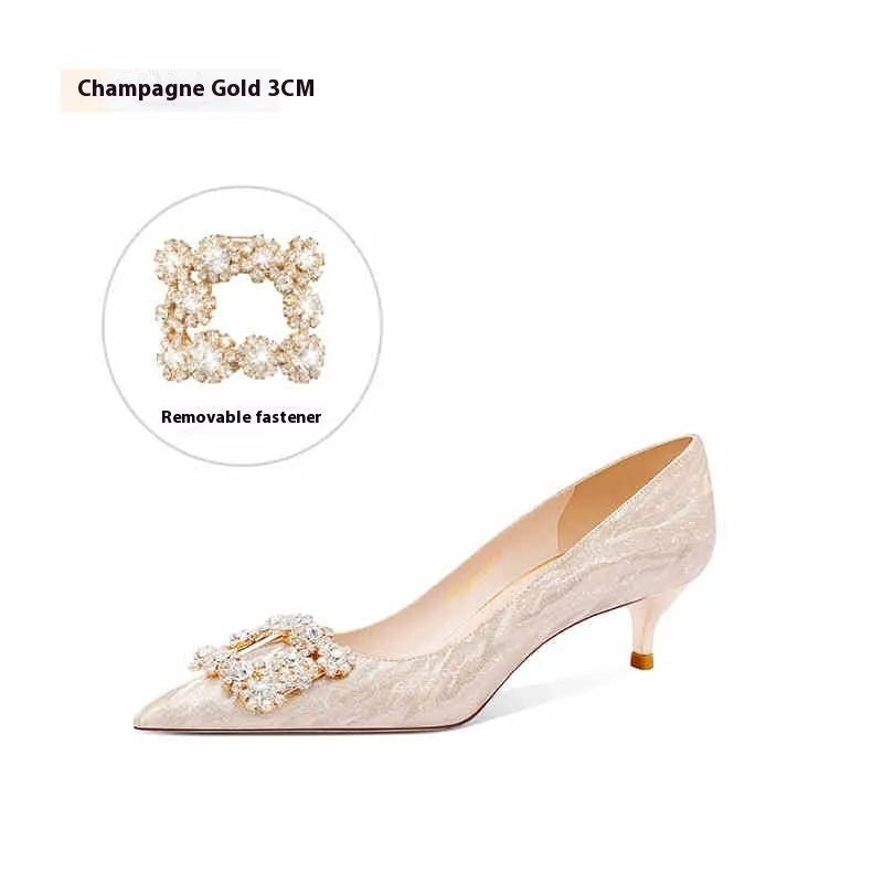 Champagne gold French engagement high heels with pointed toe and stiletto heel