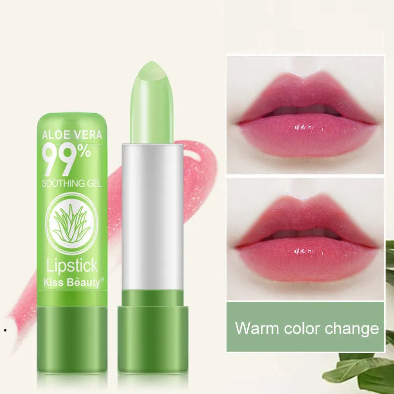 Aloe vera colour changing lip balm 3.5g with jojoba oil in green and pink