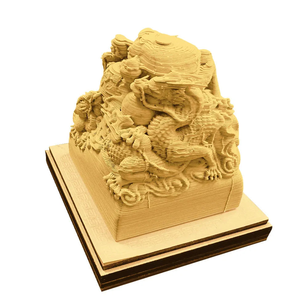 3D sticky note paper carving notepad with tear-off pages and decorative ornament design