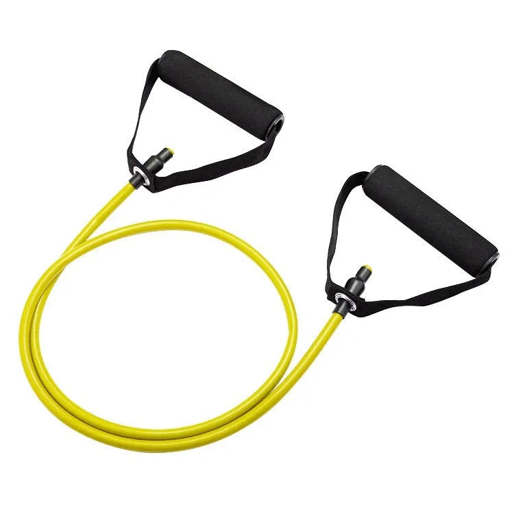 Adjustable chest expander with colour-coded TPE tension ropes showing yellow, green, red, blue, and black resistance levels