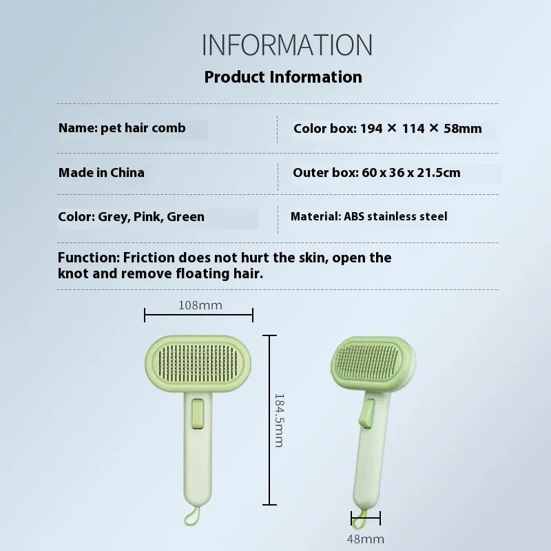 Large pet grooming comb with shaver and detangler in light grey colour