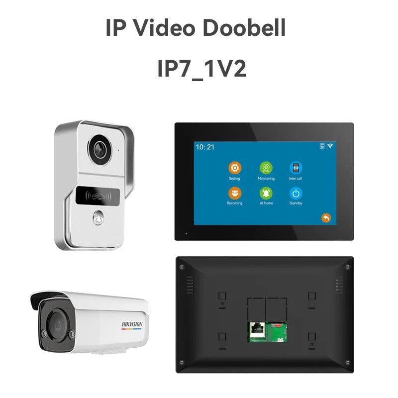 10-inch wireless video intercom doorbell system with outdoor camera unit and indoor colour display