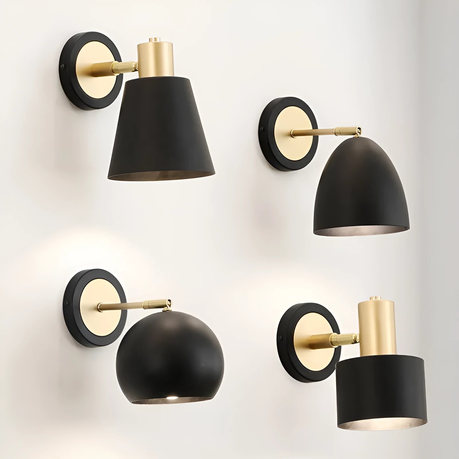 Nordic style iron wall lamp with four shade design options for bedroom or living room