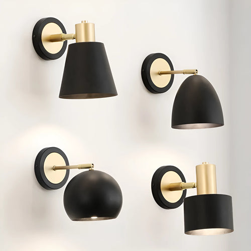 Nordic style iron wall lamp with four shade design options for bedroom or living room