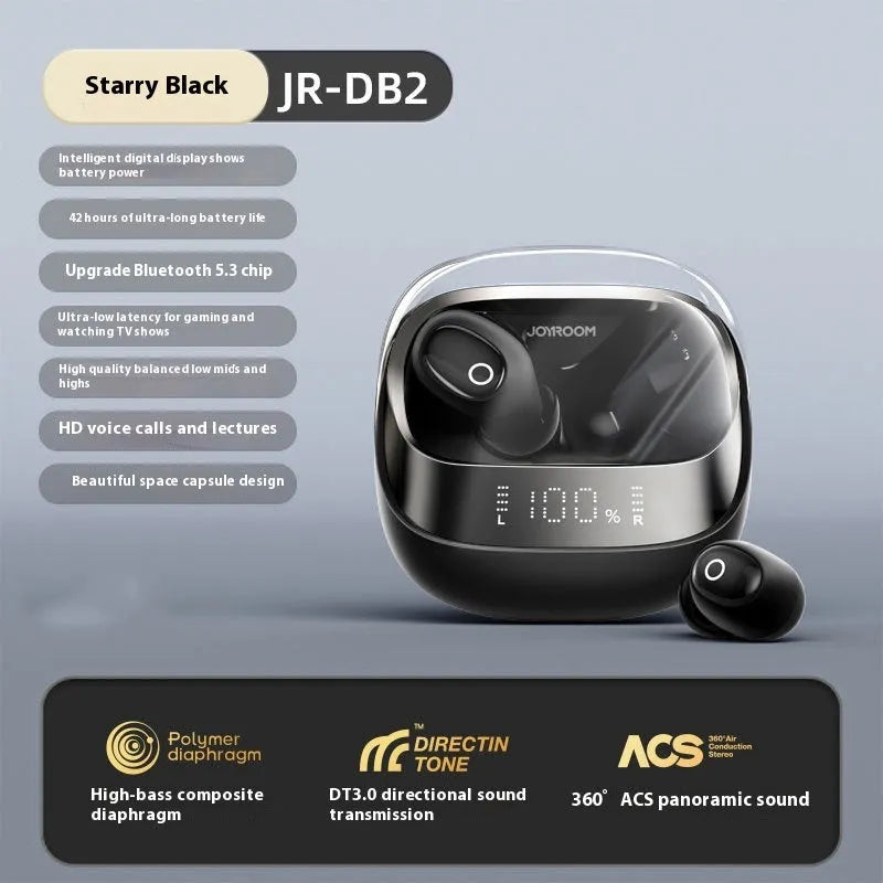 Dawn White and Starry Sky Black wireless noise cancelling in-ear headphones with charging case.