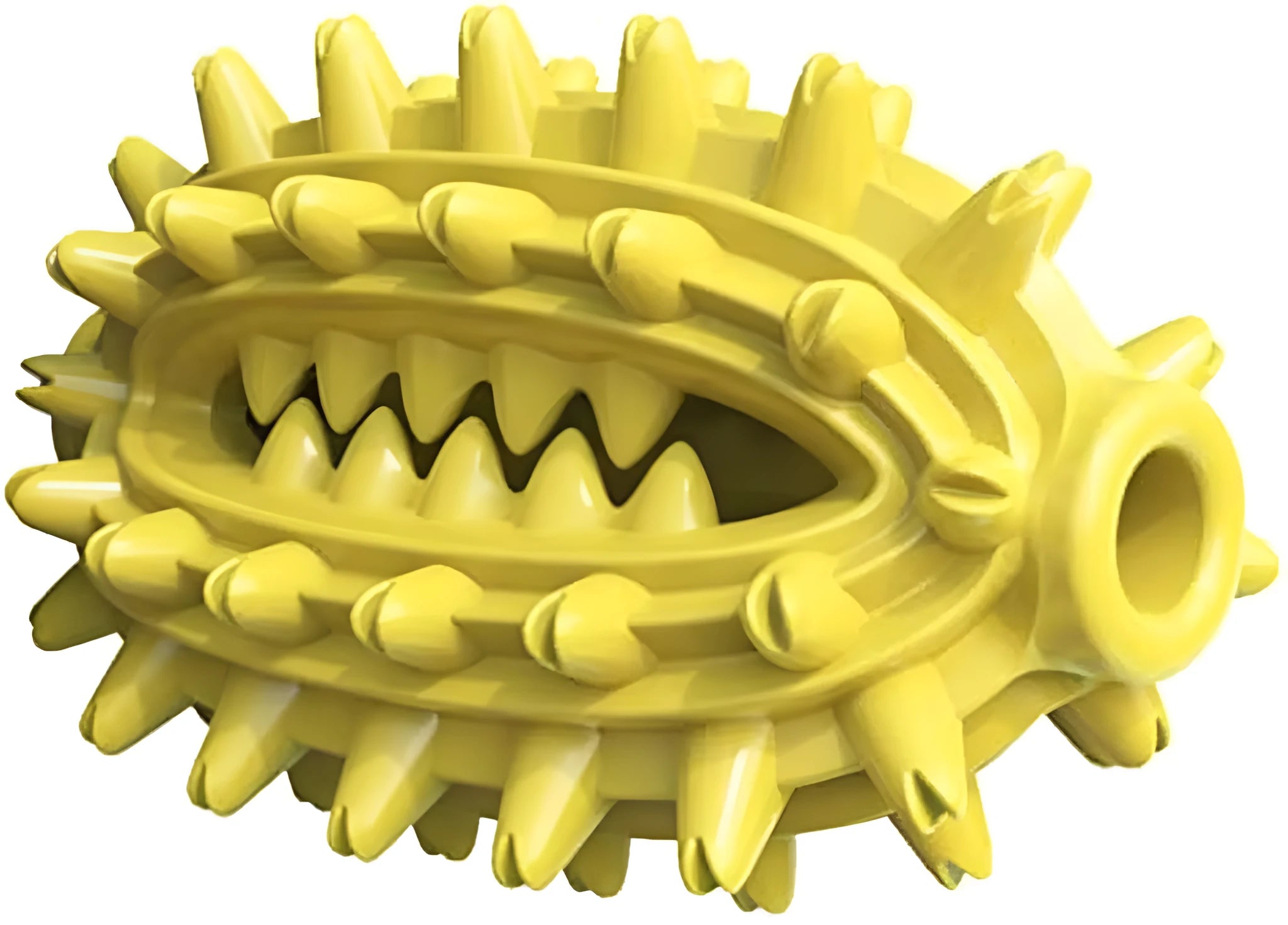 Green cactus-shaped dog toothbrush toy for medium to large aggressive chewers with dental polishing bumps