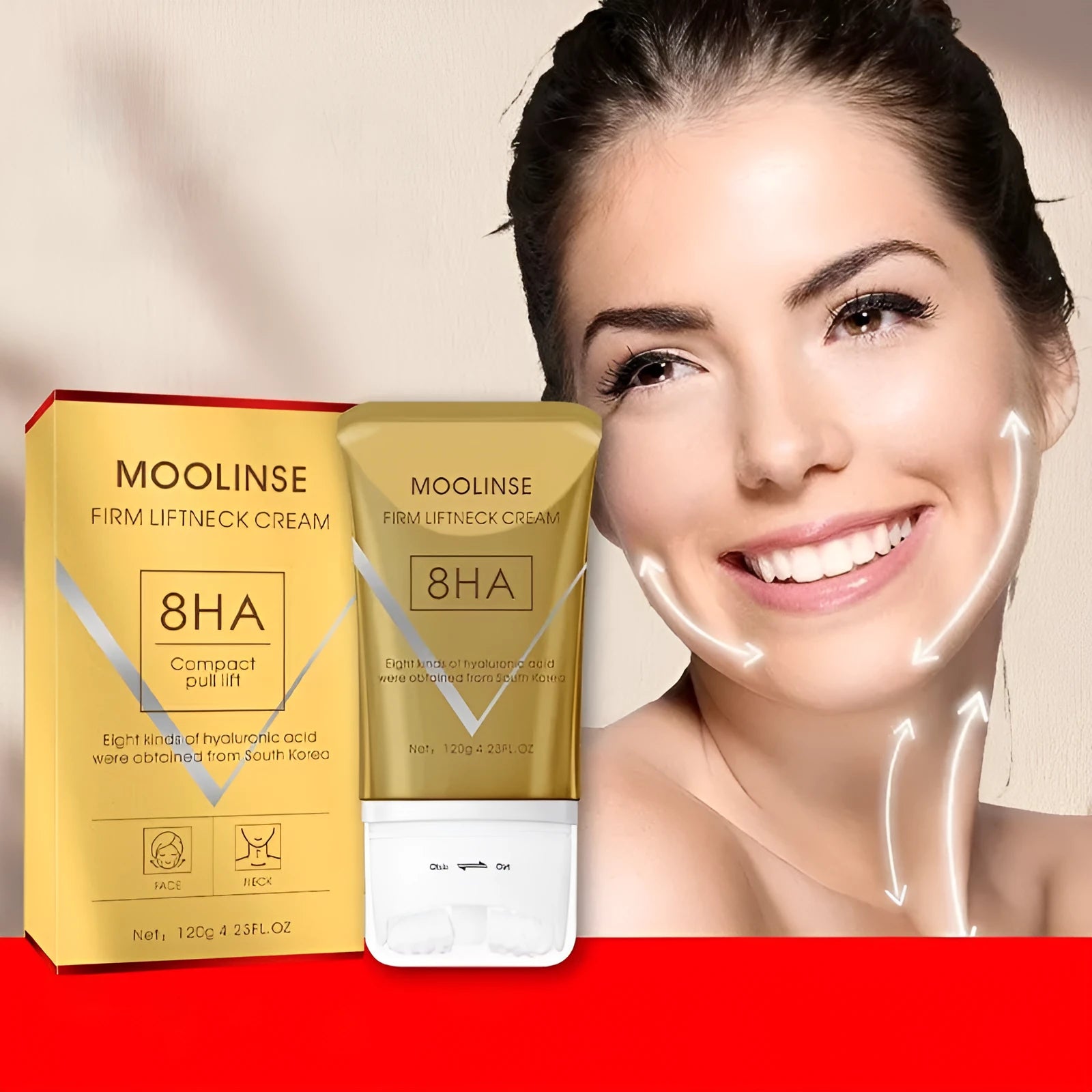 Neck moisturising cream jar with massage applicator for dry skin