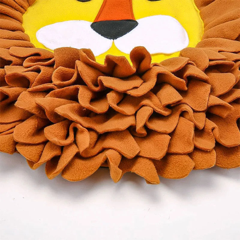 Lion Sniffing Pad brown pet toy blanket 33cm long 25cm wide for dogs and cats