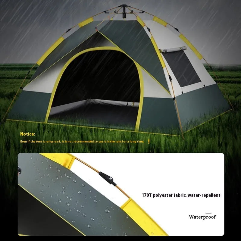 Dark green silver glue camping tent with automatic quick-open design for 3-4 people