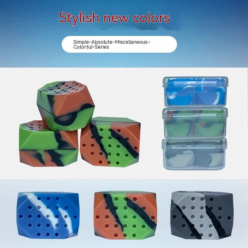 Two camouflage pattern silicone facial exercise balls for jaw training in transparent box