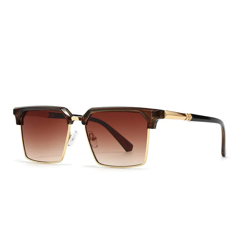 Men's square plastic sunglasses in box style, shown in one of six colour options.