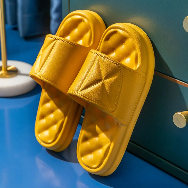 EVA bathroom slippers in five colours with thick non-slip soles for indoor use
