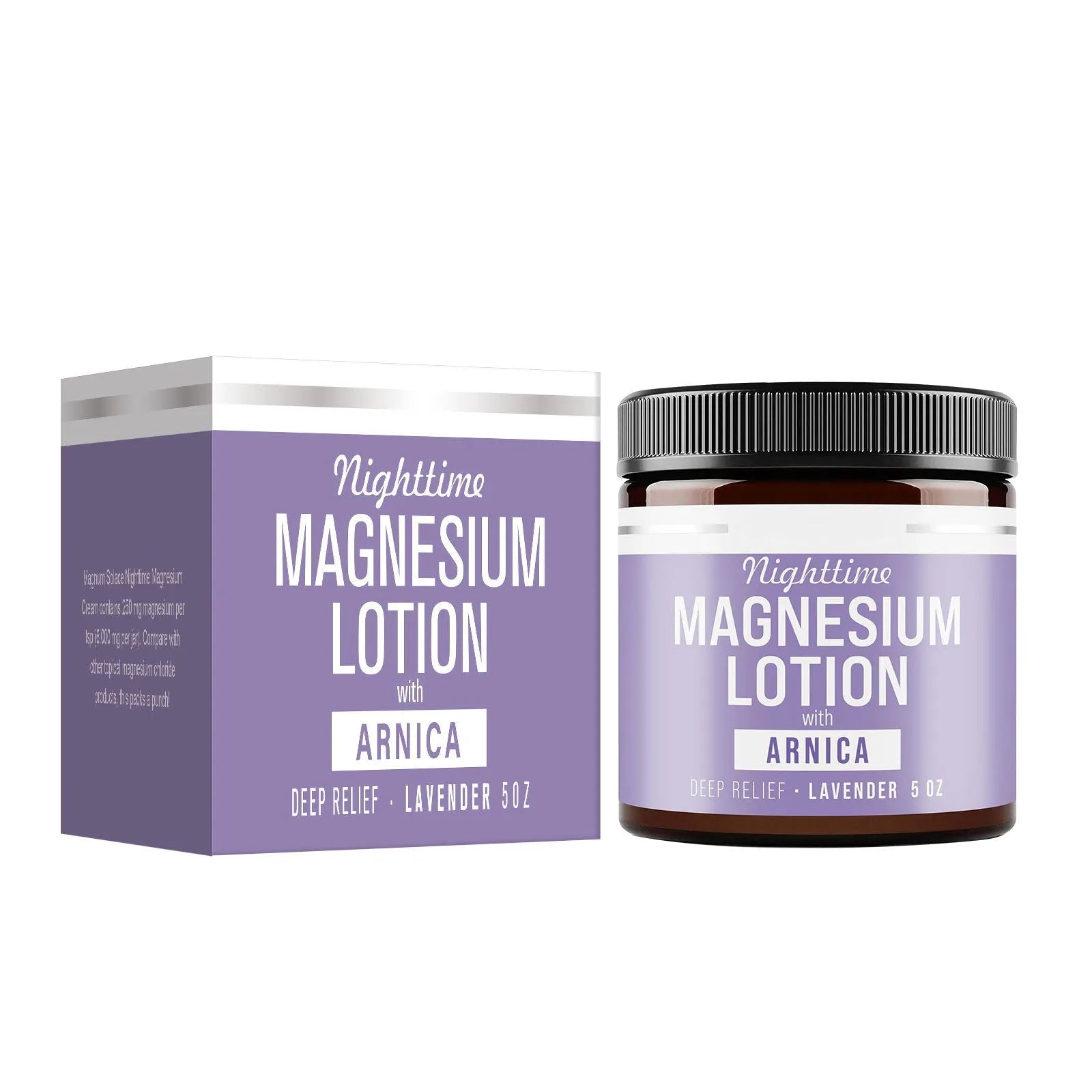 150ml magnesium body butter cream jar measuring 7.1cm by 7.1cm by 6.0cm