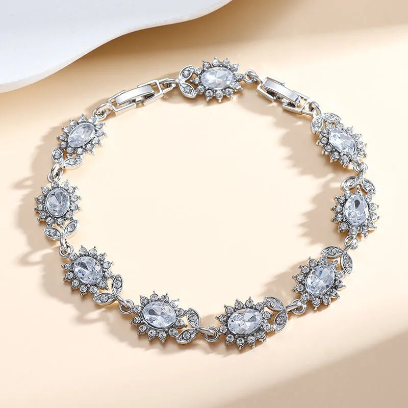 Personality Trend women's simple zircon bracelet with electroplated finish in multiple gemstone colours