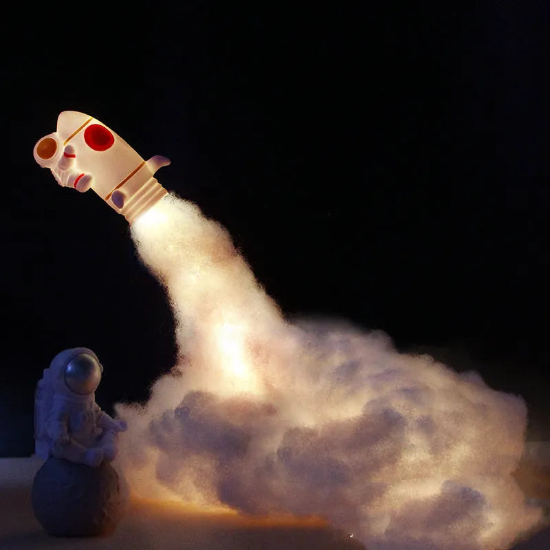 DIY astronaut rocket LED night light kit with warm white string lights and desktop decoration components