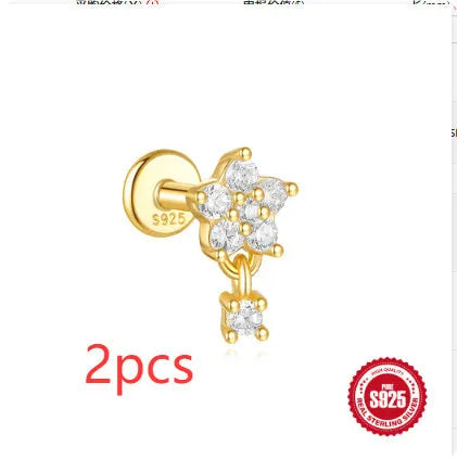 S925 sterling silver moon shape earrings with diamond embedded star detail in gold colour