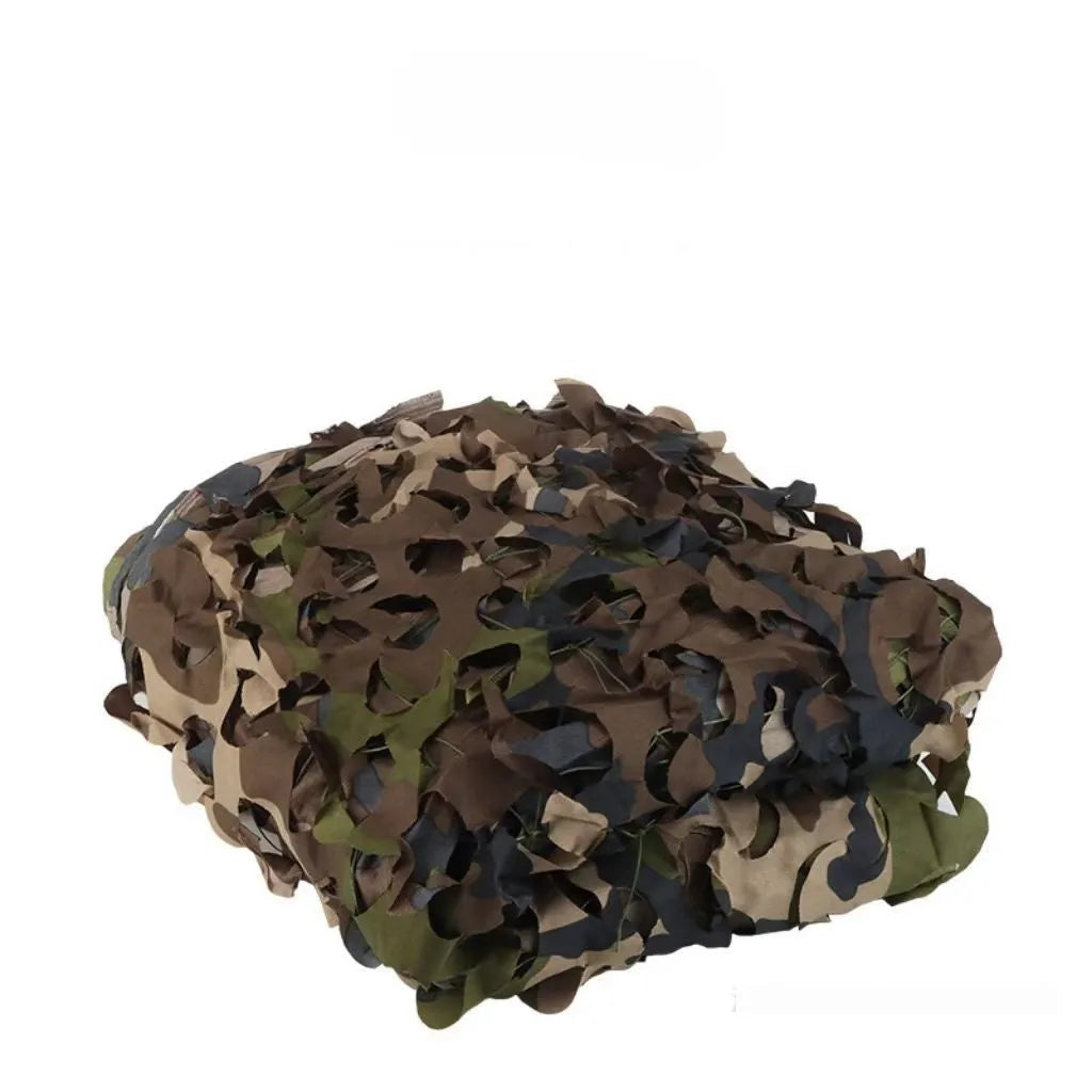 Green camouflage net sunshade with military tactical patterns for UV protection and concealment