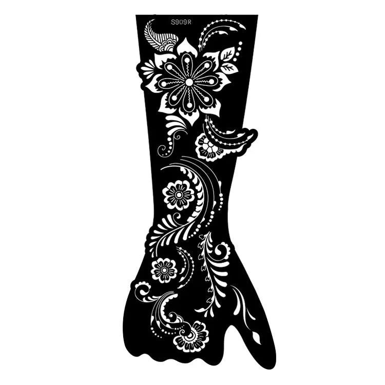 Geometric hollow template tattoo sticker with machine-cut edges and three-dimensional paper carving texture