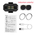 Drone strobe light accessory with RGB LED showing multiple colours, includes Type-C cable and mounting tape.