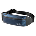 A man's waterproof polyester waist bag in a solid colour, shown with its compact dimensions.