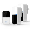 Modern white plastic wireless doorbell with receiver and remote components