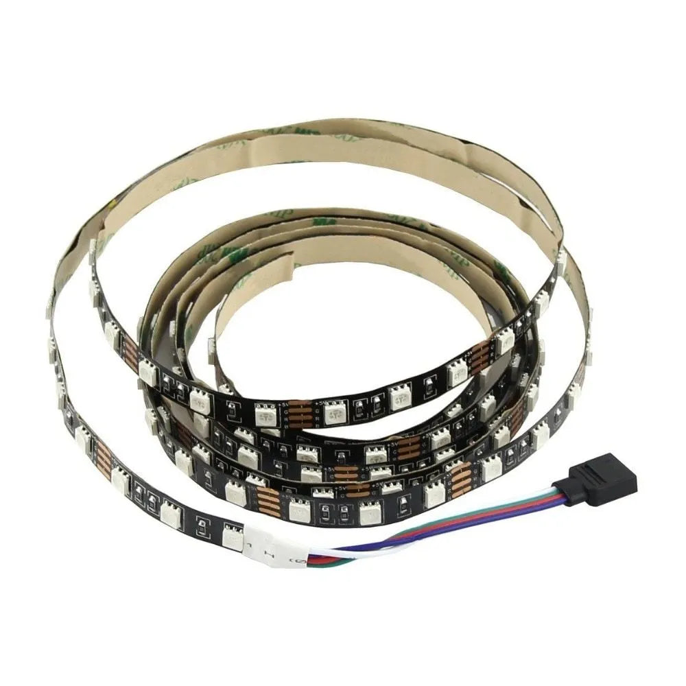 1 metre long flexible USB LED light strip showing SMD5050 chips, with a connected USB cable.