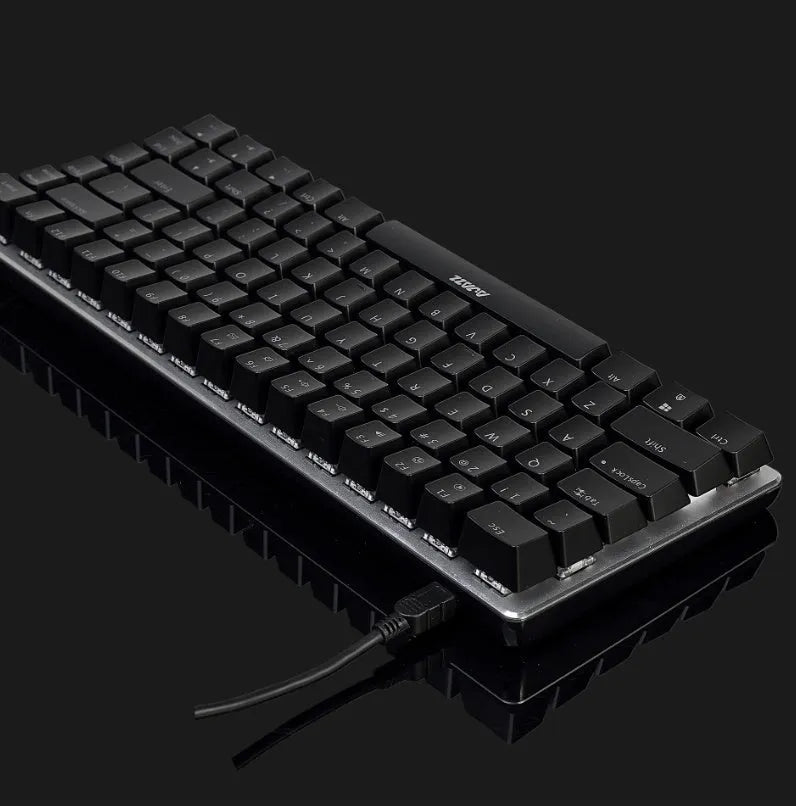Black AK33RGB wired mechanical gaming keyboard with 82 keys and seven-colour backlight on a desk