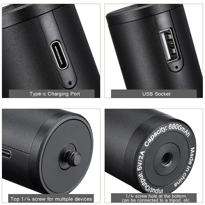 Black aluminium alloy charging handle power bank, 12.5cm long