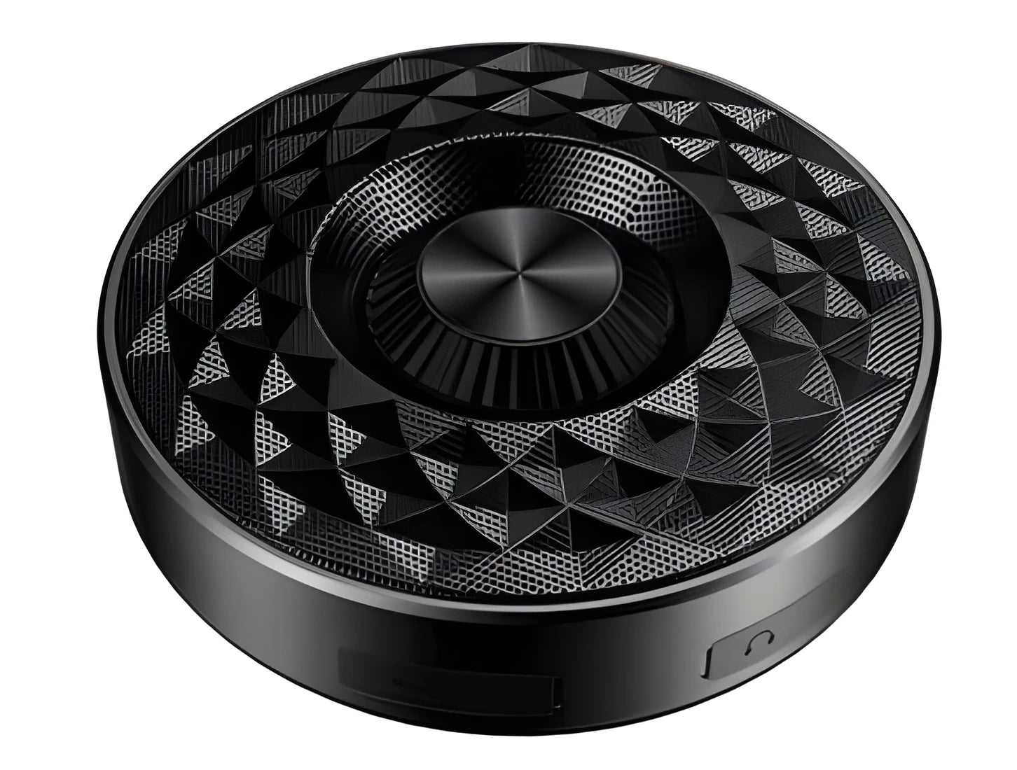 Compact Bluetooth mini speaker in black, orange, or silvery white with wireless stereo pairing and aux input