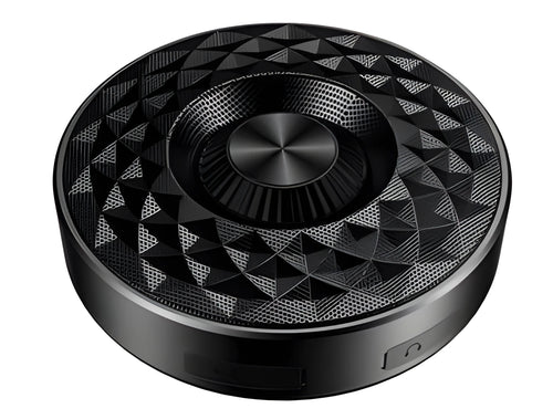 Compact Bluetooth mini speaker in black, orange, or silvery white with wireless stereo pairing and aux input