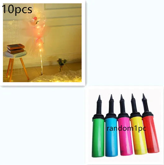 Transparent LED luminous DIY balloon rose bouquet with integrated lights for decoration.