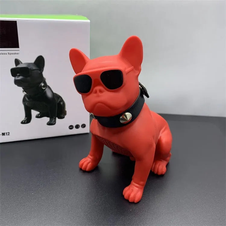Mini full body bulldog Bluetooth speaker in black, red, or white colour options