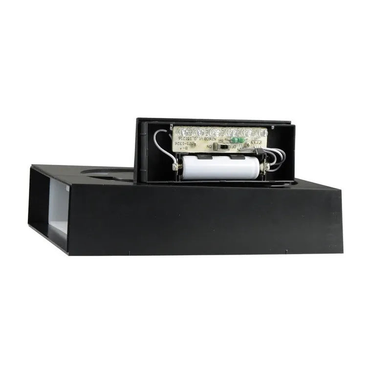 Solar powered house number light with LED illumination and waterproof housing for outdoor installation