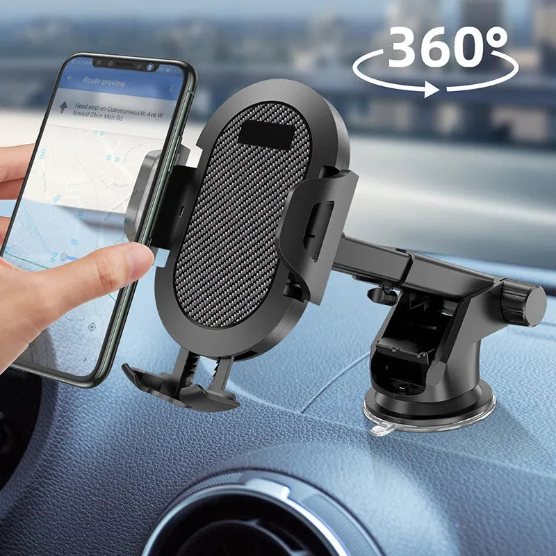 Auto lock car phone holder mounted on car air vent holding mobile phone