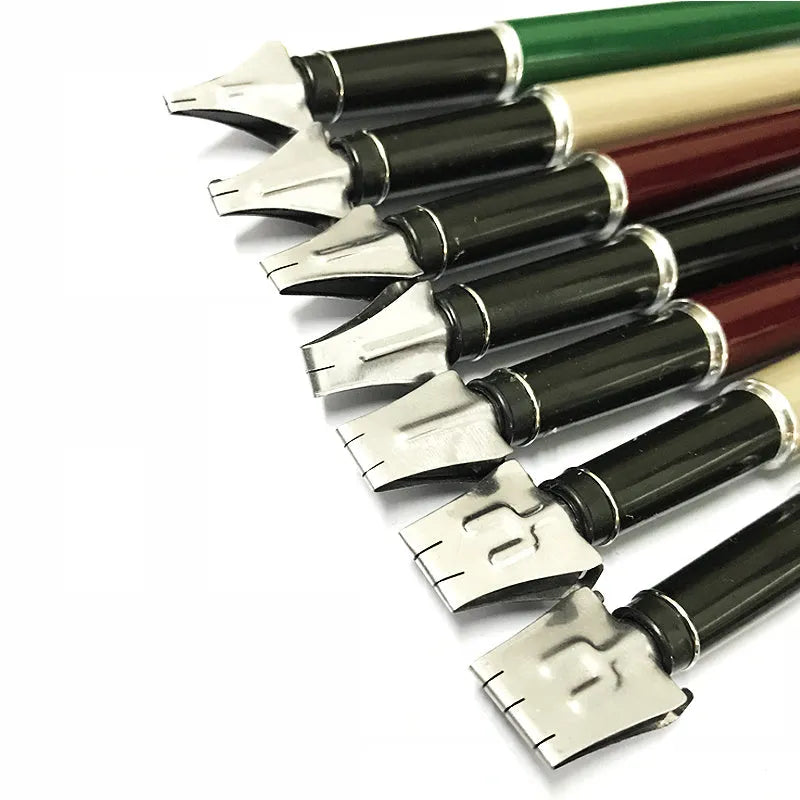 Right Point 7-piece calligraphy pen set with 2mm to 11mm stainless steel nibs in plastic metal holders