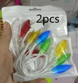 Green USB charging cable with 10 integrated LED Christmas lights flashing, compatible with iOS and Android devices