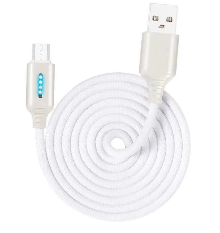Black fabric braided USB charging cable with Type-C connector, shown at full 1-metre length.