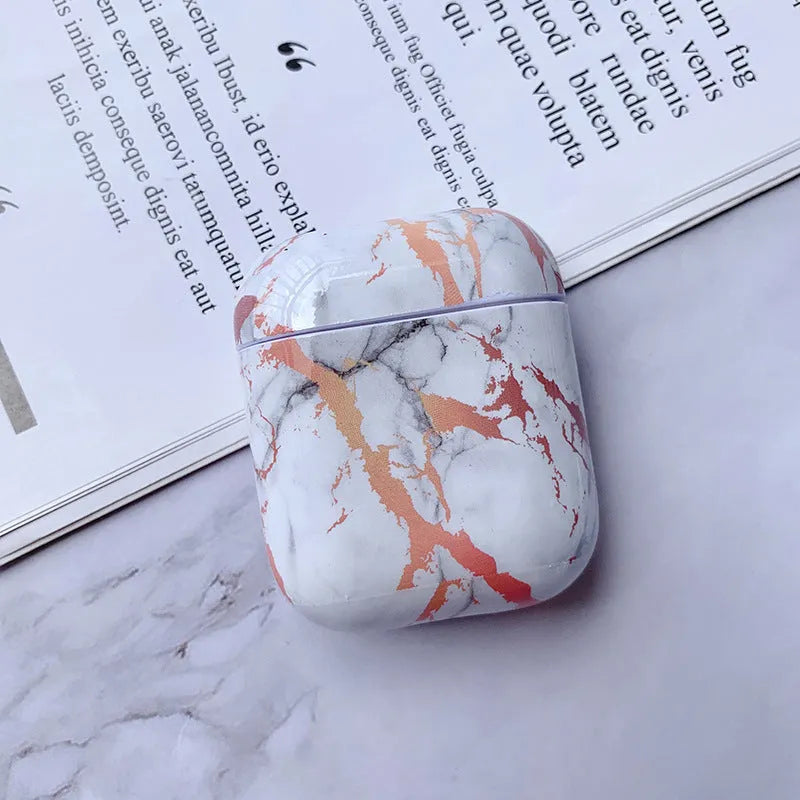 White marble pattern hard PC protective cover for Apple AirPods charging case