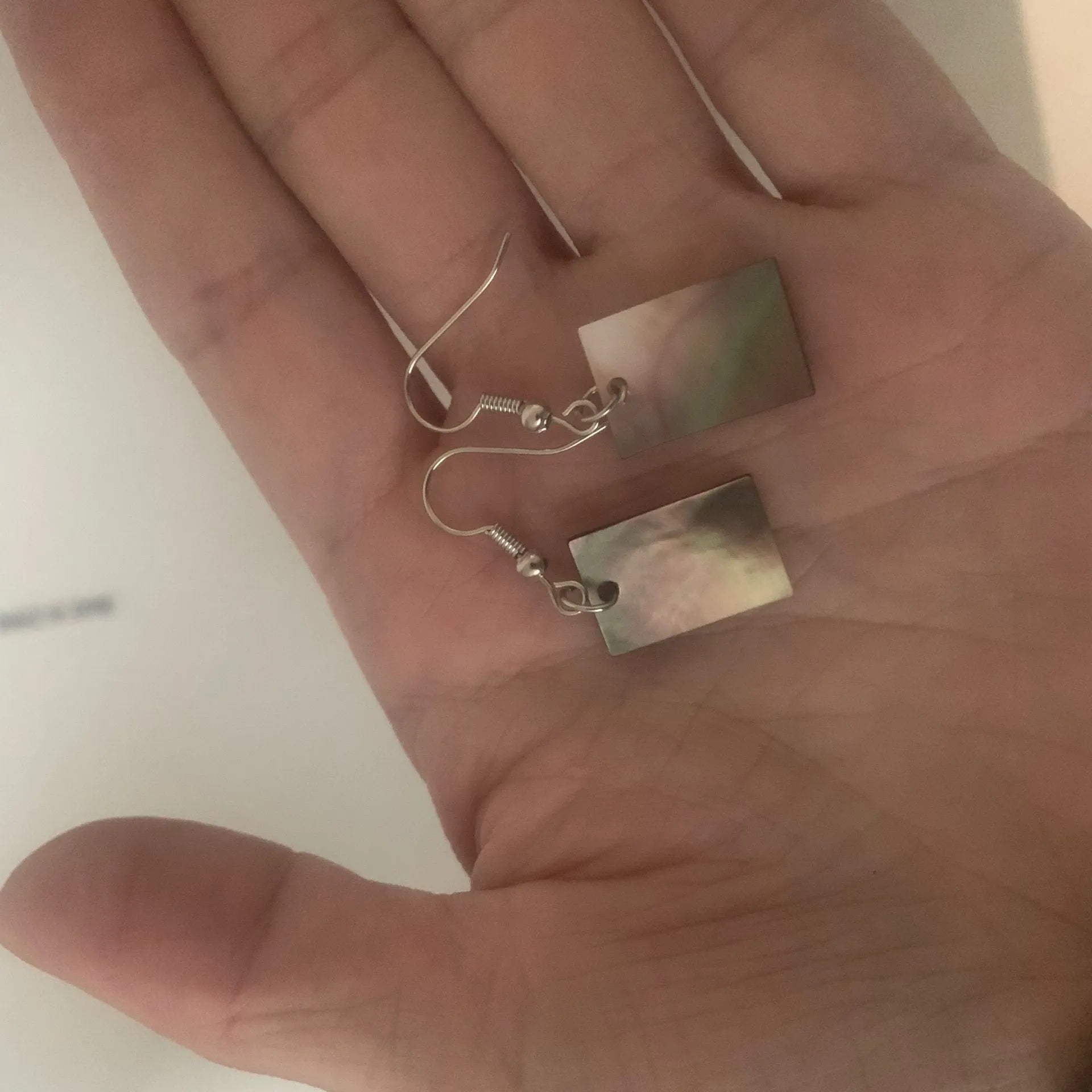 Geometric shell earrings in natural retro style with rectangular or square panther design option