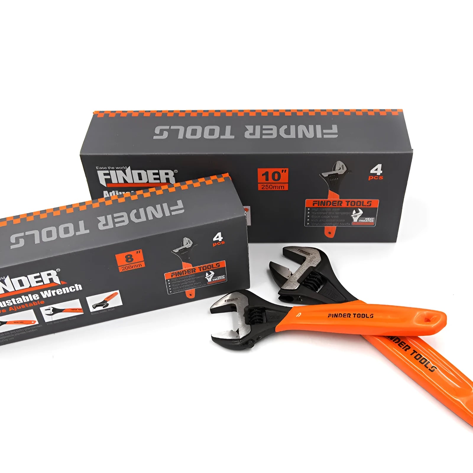 Manual multi-function wrench with orange handle, 300mm length, 36mm opening, blackening finish, metric system