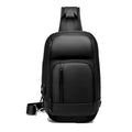 Black PVC outdoor leisure shoulder bag with internal organiser pockets and air cushion strap