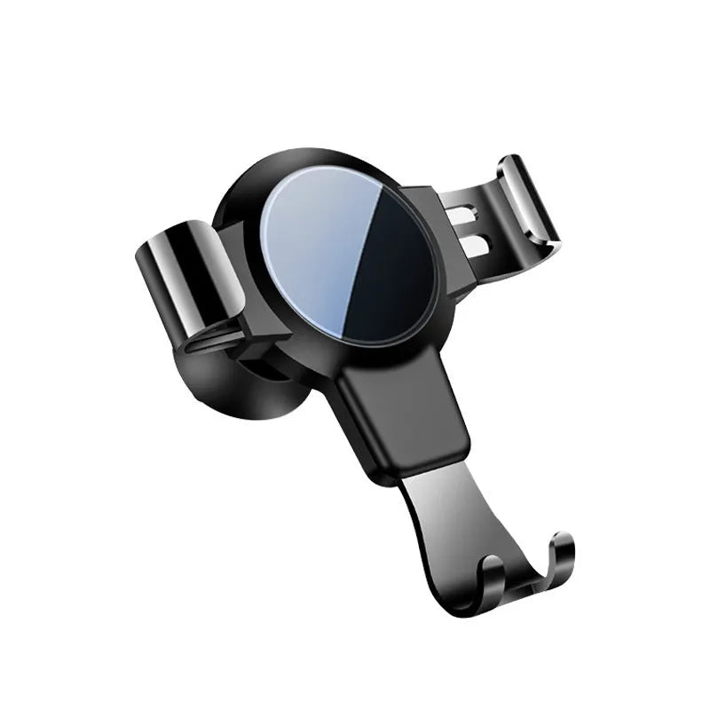 Black ABS gravity mirror car phone holder attached to a vehicle air vent.